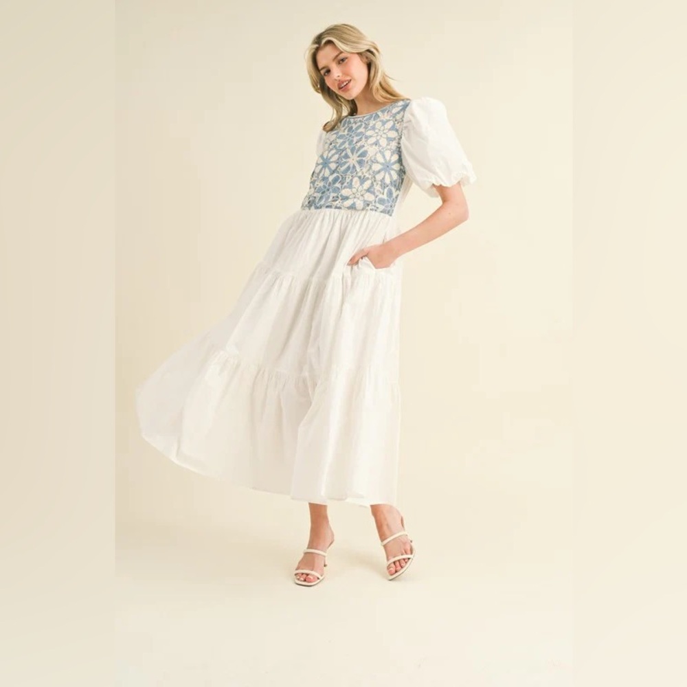 Crochet Tiered Midi Dress - Picture 4 of 6